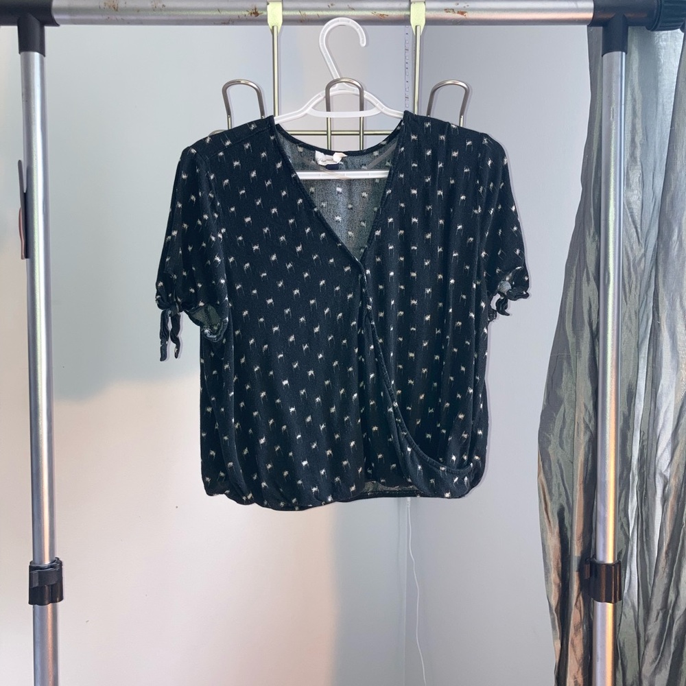 Black Casual Blouse Top